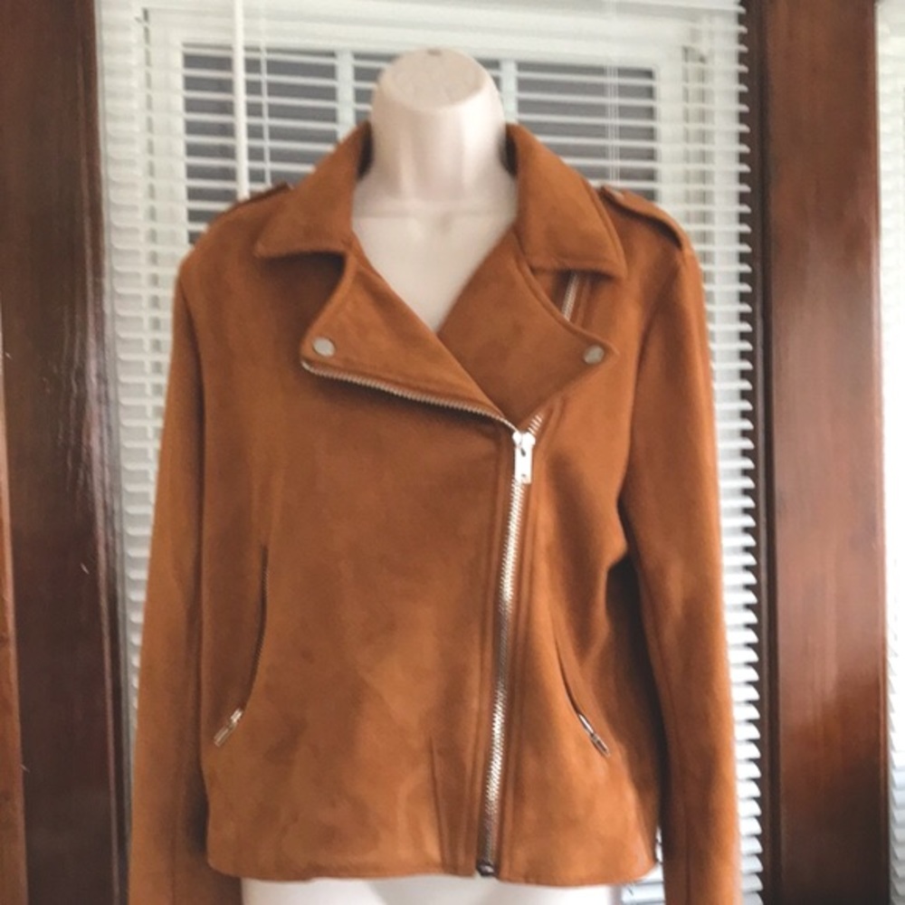 Blu Pepper Faux Suede Moto Jacket